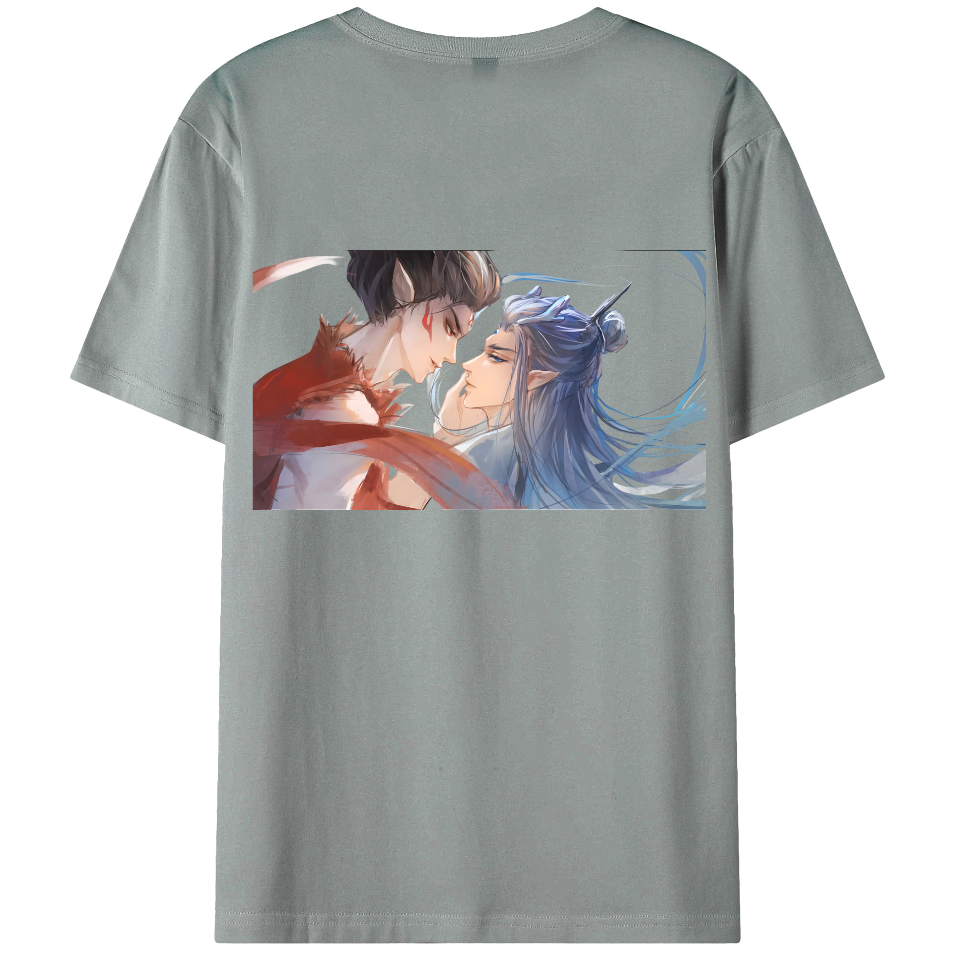 （画像用） Ne Zha 2 ナタ 魔童の大暴れ 綿100％ メンズ半袖Tシャツ（バックプリント） 通気性